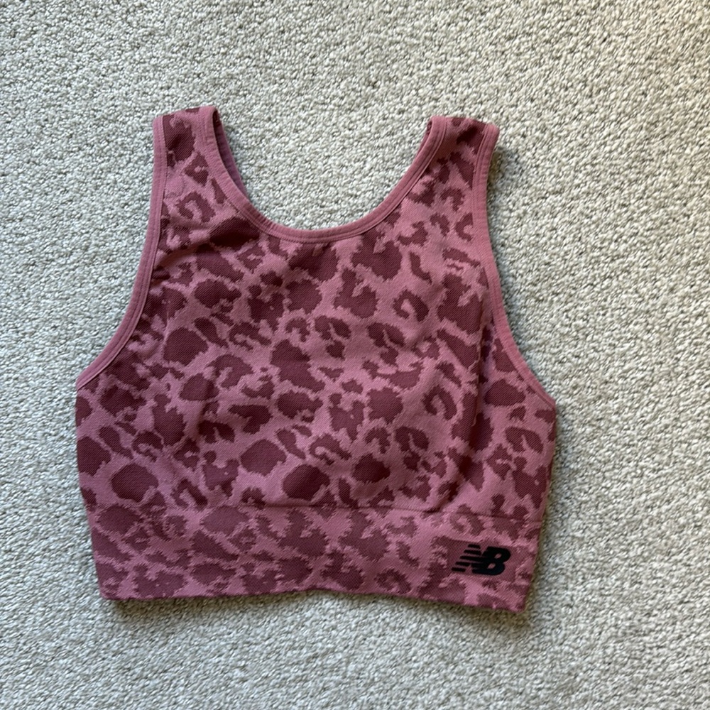 3 for $25 ❤️ // New Balance Pink Leopard Print Sports Bra
